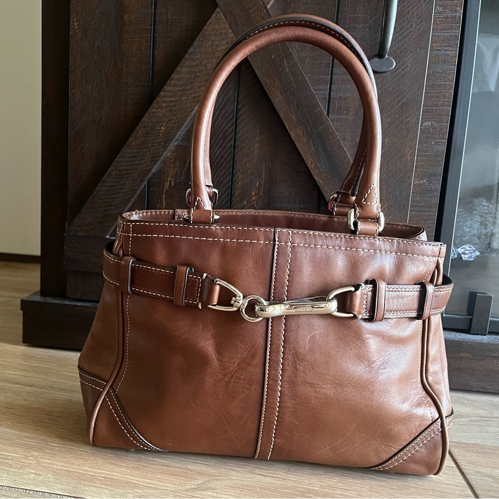 Vintage Coach Brown Leather Satchel Handbag Y2K 90s Rare